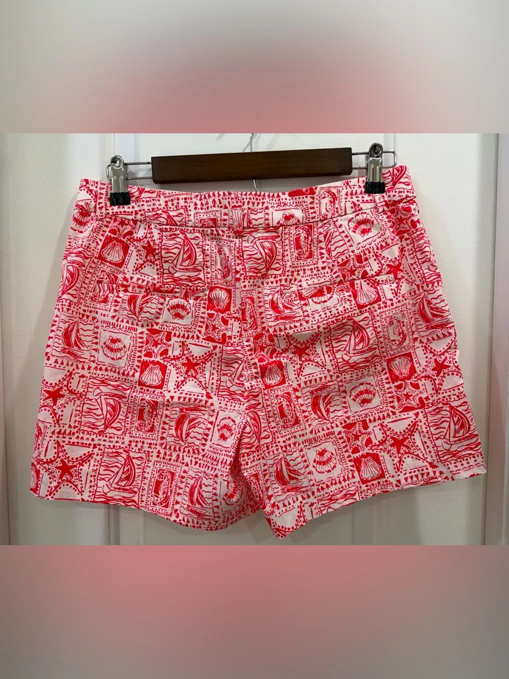 Lilly Pulitzer Gretchen Shorts Miner Red Seaside Harbour Size 6 Nautical 🐚🐚🐚
